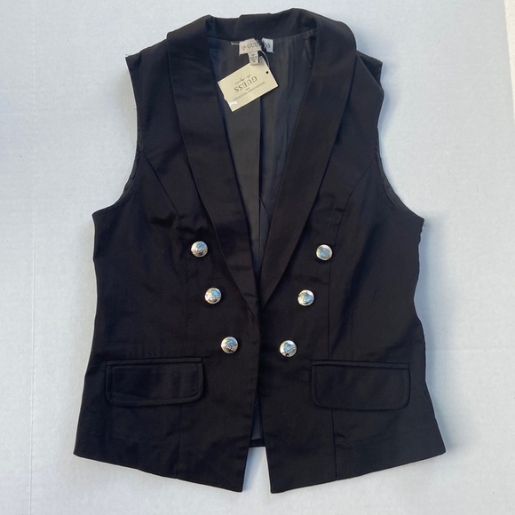 Guess Black Double-Breasted Vest - Picture 1 of 4